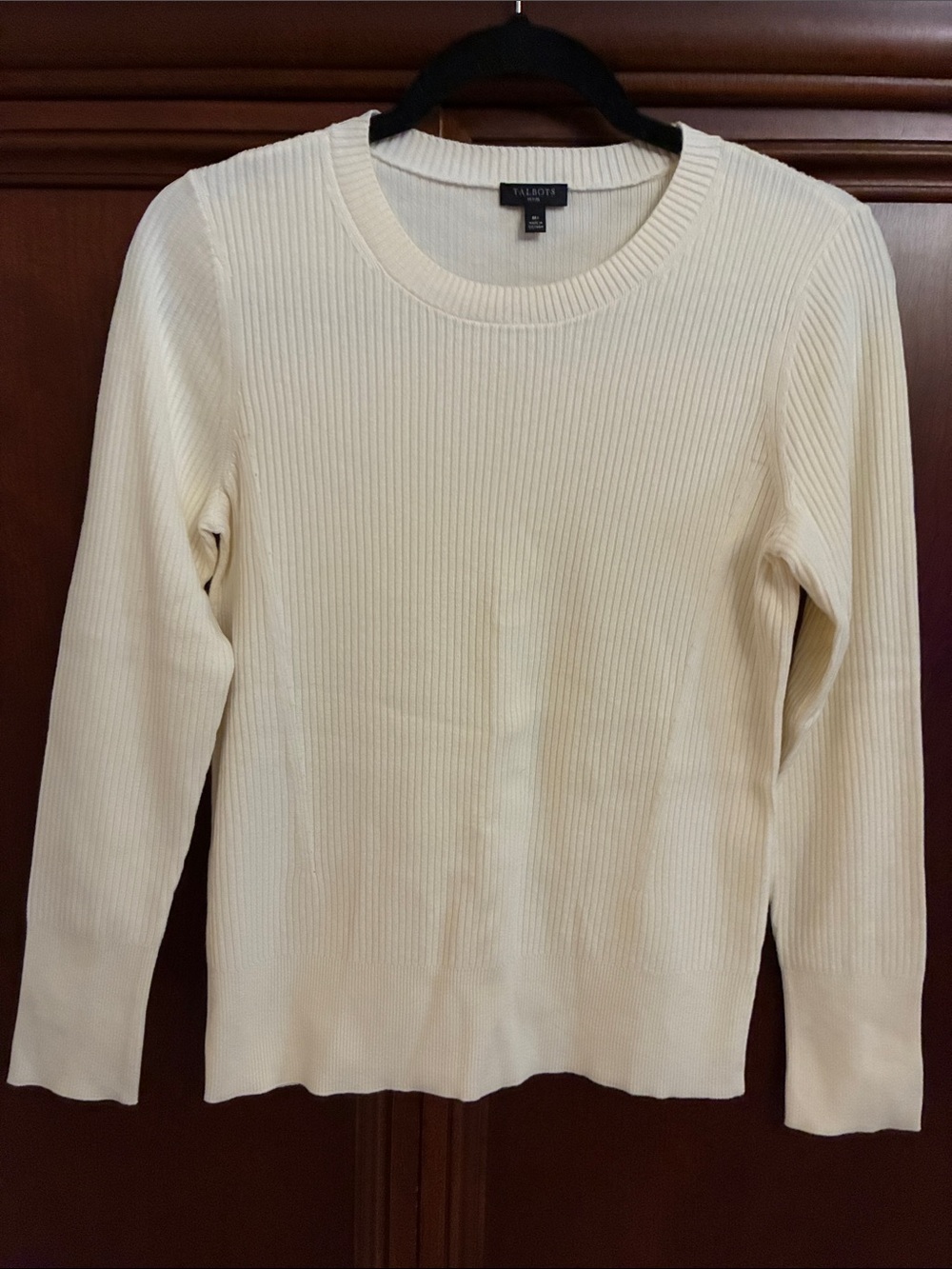 Talbots Ivory Ribbed Long-Sleeve Knit Top